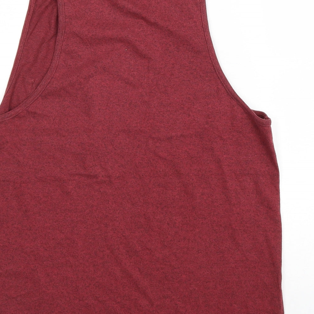 NEXT Mens Red Cotton T-Shirt Size M Round Neck - Scoop Neck Tank