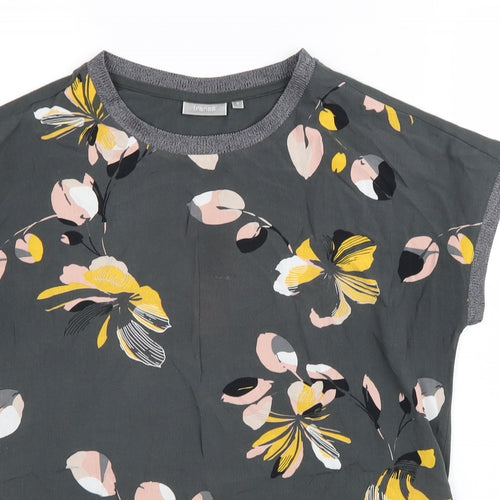 Fransa Womens Green Floral Polyester Basic T-Shirt Size S Round Neck