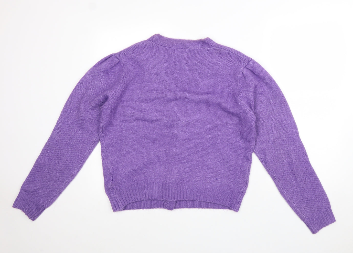 Daphnea Womens Purple V-Neck Viscose Cardigan Jumper Size M