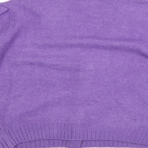Daphnea Womens Purple V-Neck Viscose Cardigan Jumper Size M