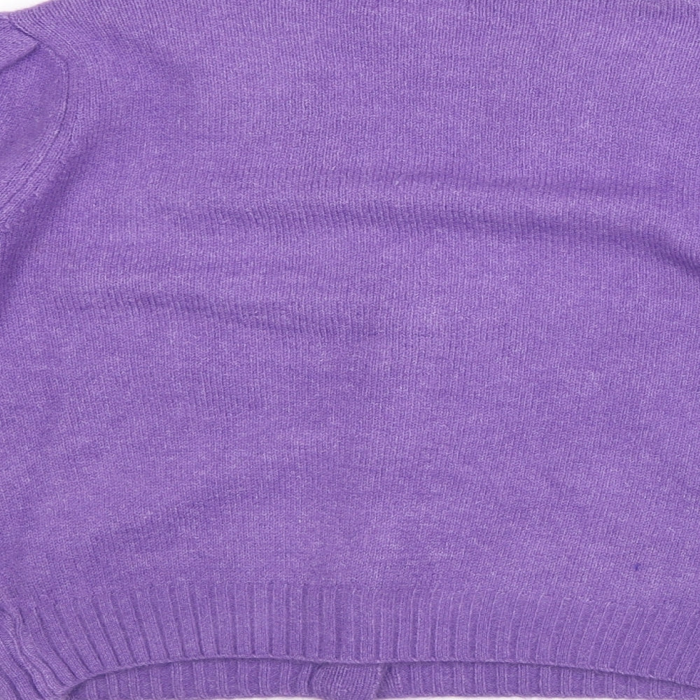 Daphnea Womens Purple V-Neck Viscose Cardigan Jumper Size M