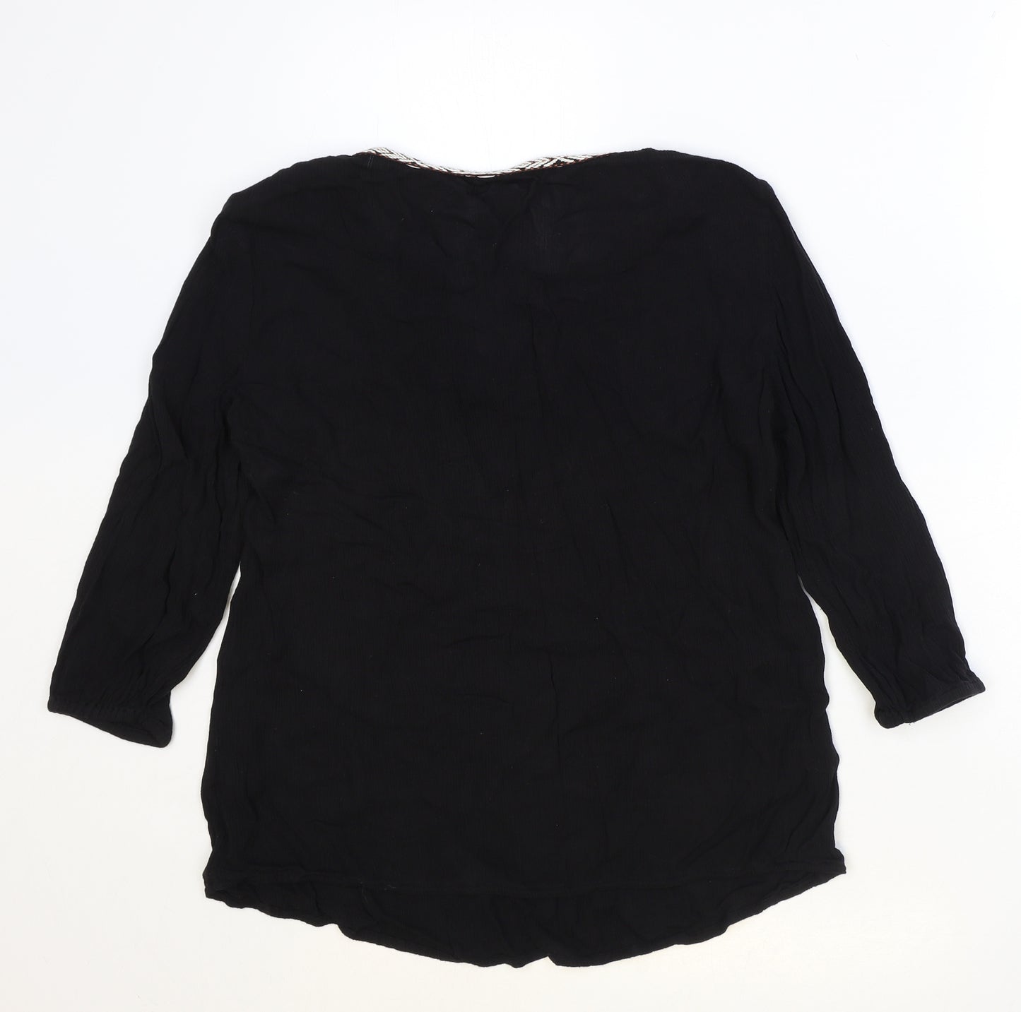 F&F Womens Black Viscose Basic Blouse Size 10 V-Neck