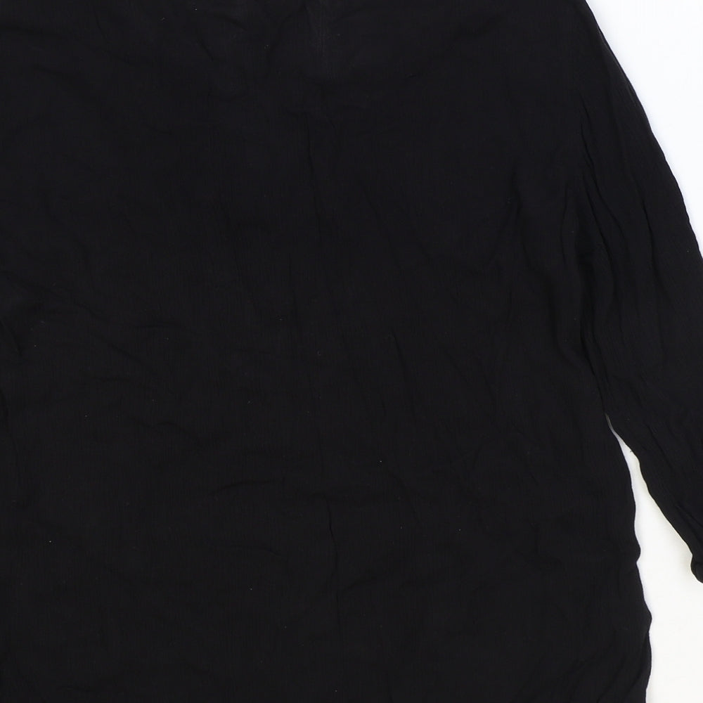 F&F Womens Black Viscose Basic Blouse Size 10 V-Neck