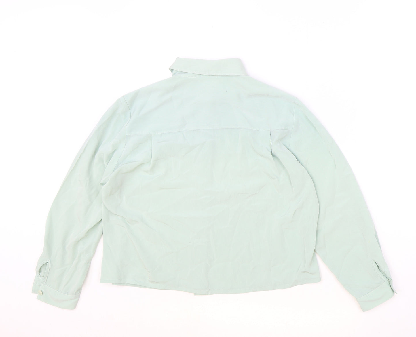 Preworn Womens Blue Polyester Basic Button-Up Size 10 Collared