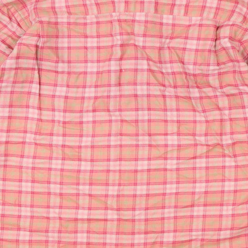 Lands' End Womens Pink Plaid 100% Cotton Basic Button-Up Size 10 Collared