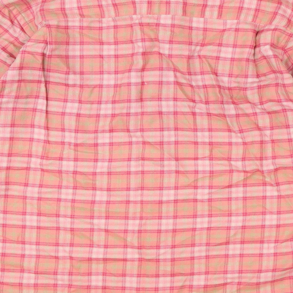 Lands' End Womens Pink Plaid 100% Cotton Basic Button-Up Size 10 Collared