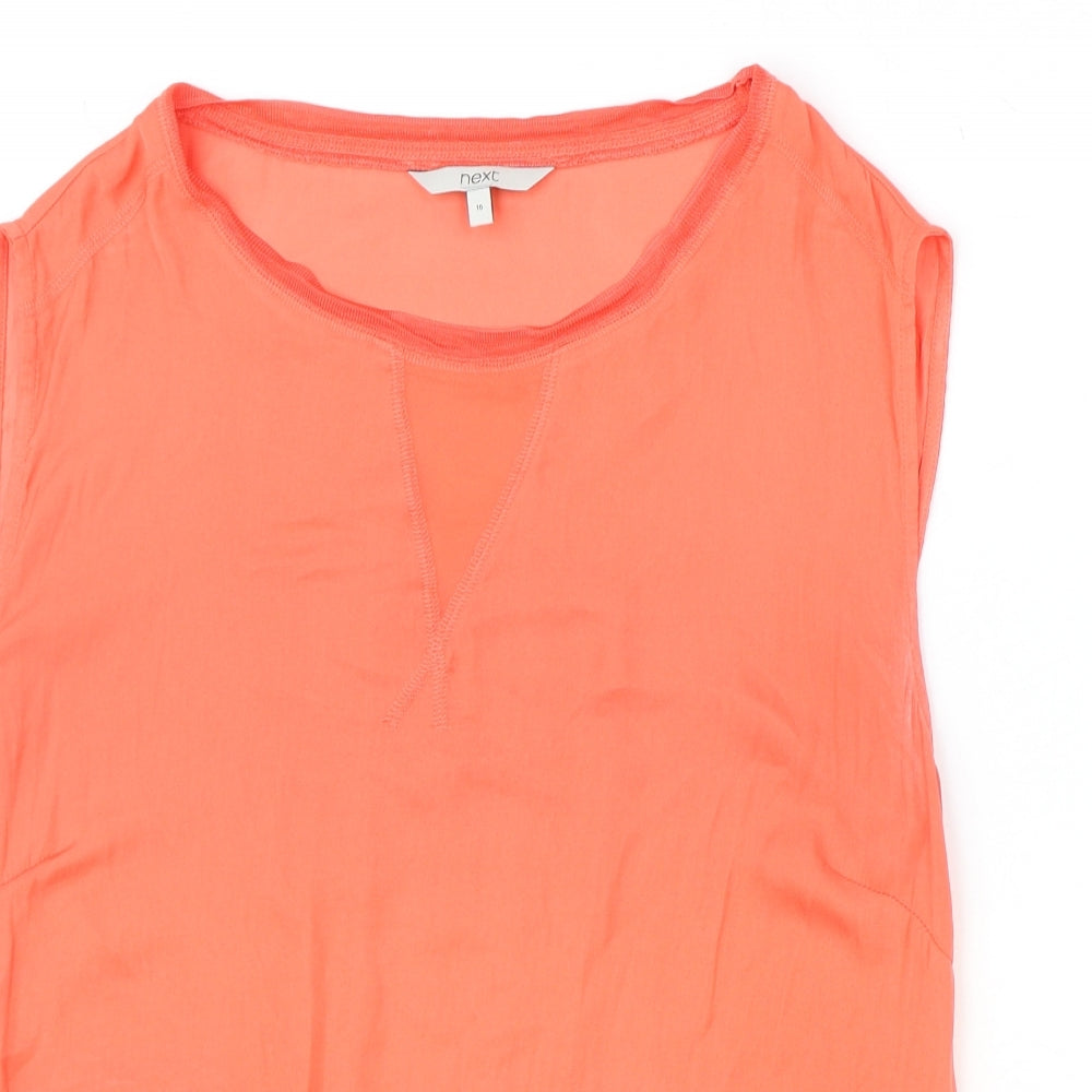NEXT Womens Pink Polyester Basic T-Shirt Size 16 Round Neck