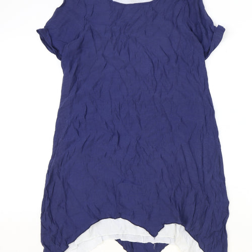 QED London Womens Blue Viscose A-Line Size S Scoop Neck Pullover
