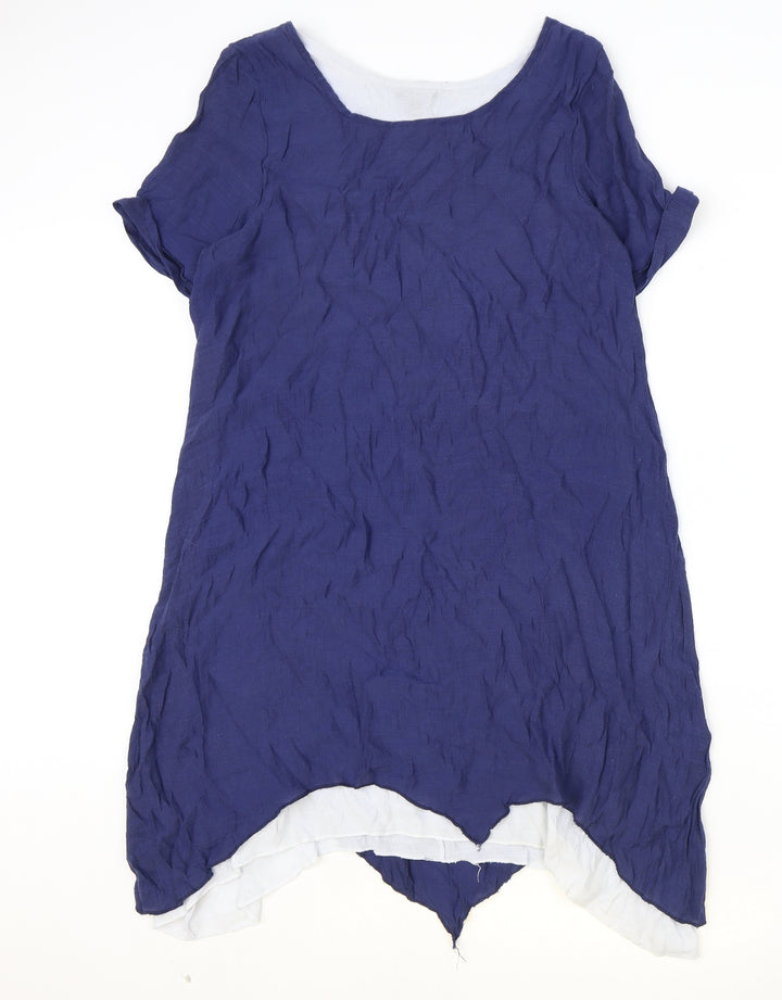 QED London Womens Blue Viscose A-Line Size S Scoop Neck Pullover