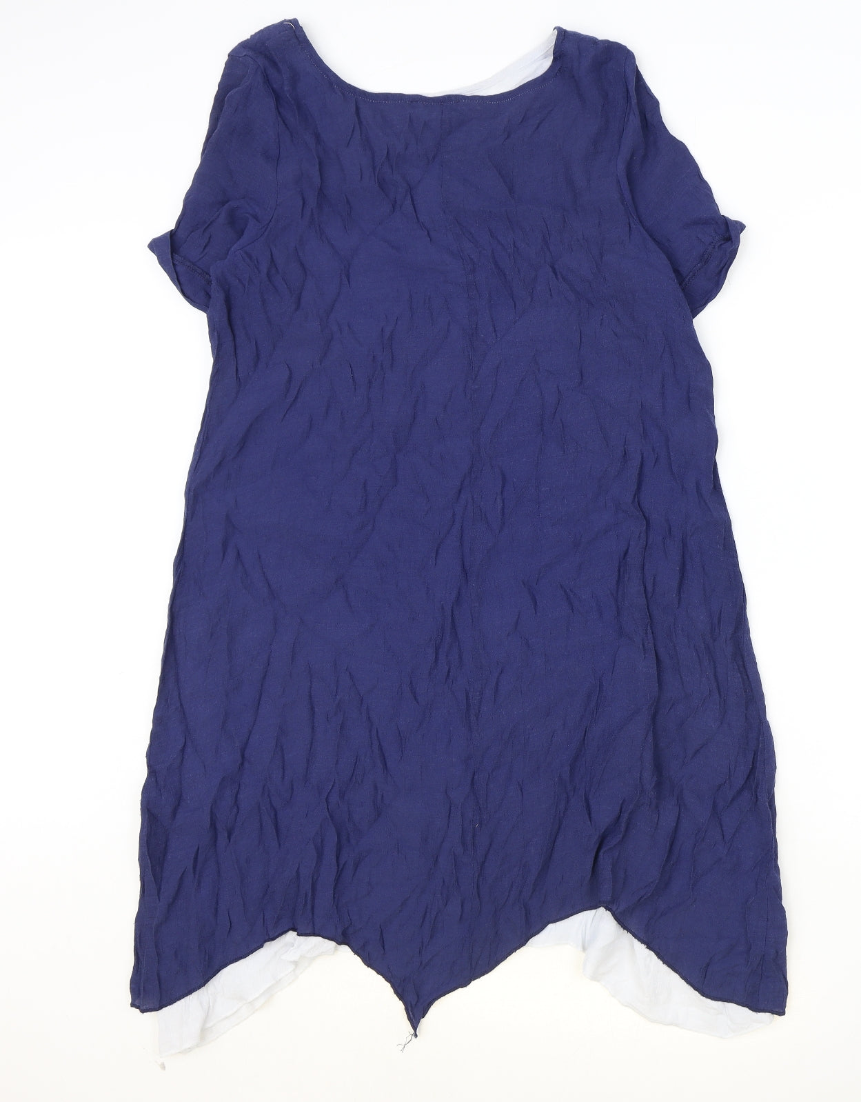 QED London Womens Blue Viscose A-Line Size S Scoop Neck Pullover