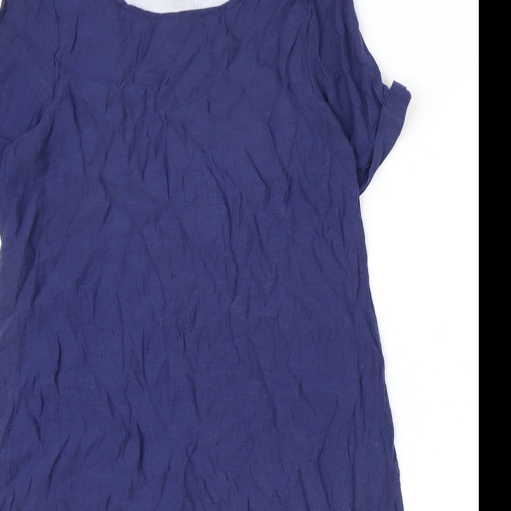 QED London Womens Blue Viscose A-Line Size S Scoop Neck Pullover