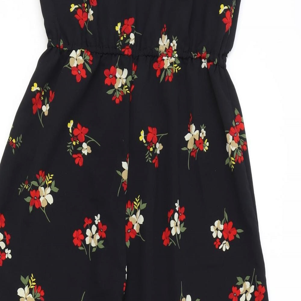 New Look Girls Black Floral Polyester Jumpsuit One-Piece Size 14 Years Pullover