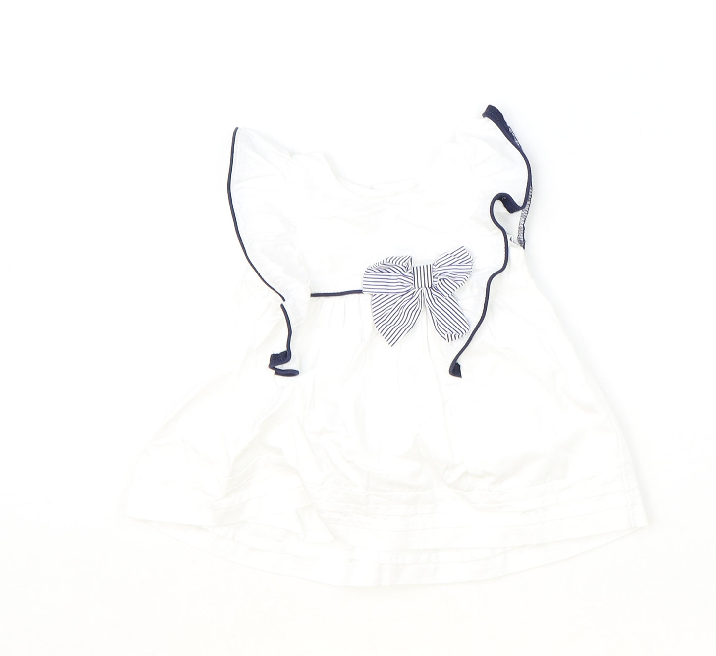 Preworn Baby Ivory 100% Cotton Basic Blouse Size Newborn Round Neck Button