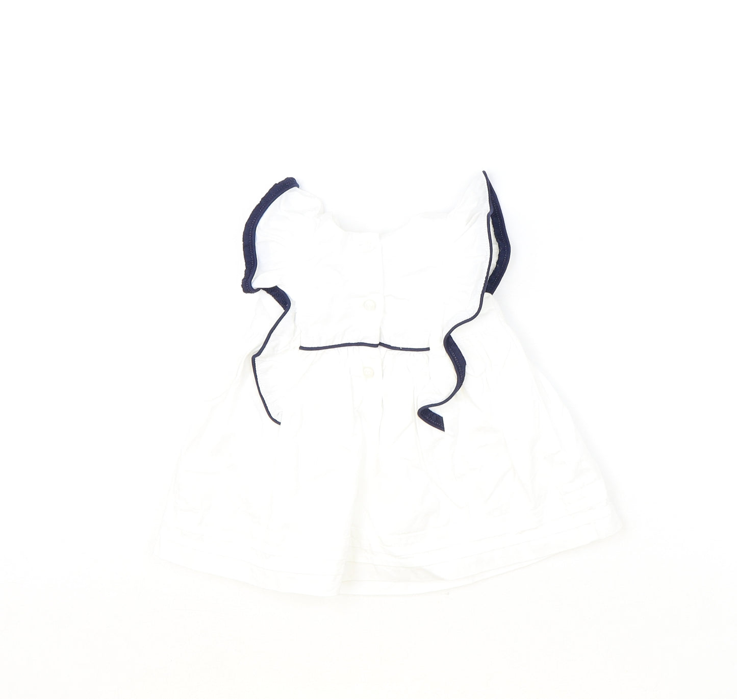 Preworn Baby Ivory 100% Cotton Basic Blouse Size Newborn Round Neck Button