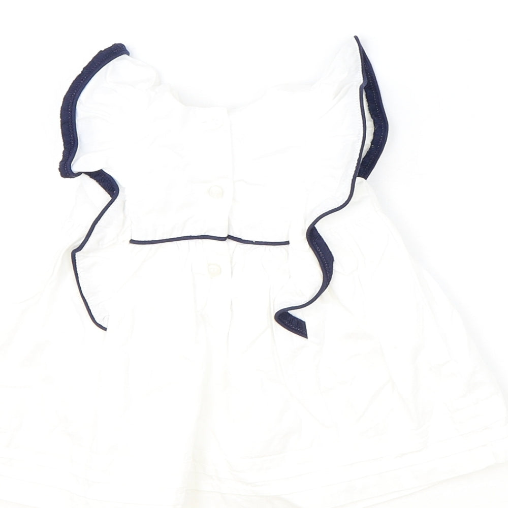 Preworn Baby Ivory 100% Cotton Basic Blouse Size Newborn Round Neck Button