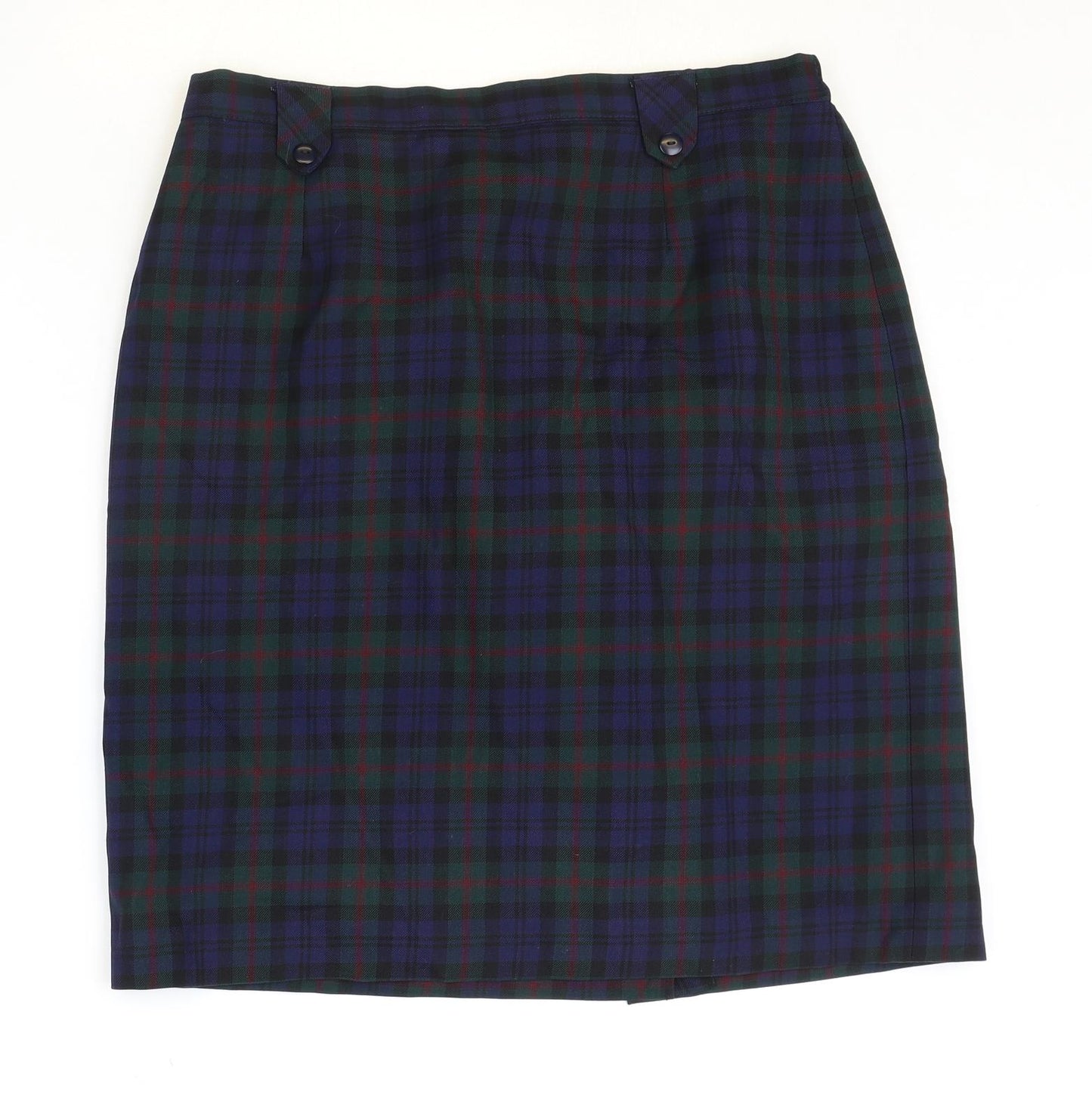 Preworn Womens Multicoloured Plaid Polyester Straight & Pencil Skirt Size 18 Zip