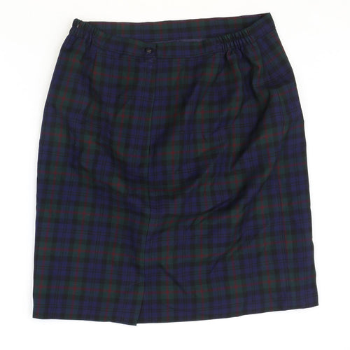 Preworn Womens Multicoloured Plaid Polyester Straight & Pencil Skirt Size 18 Zip
