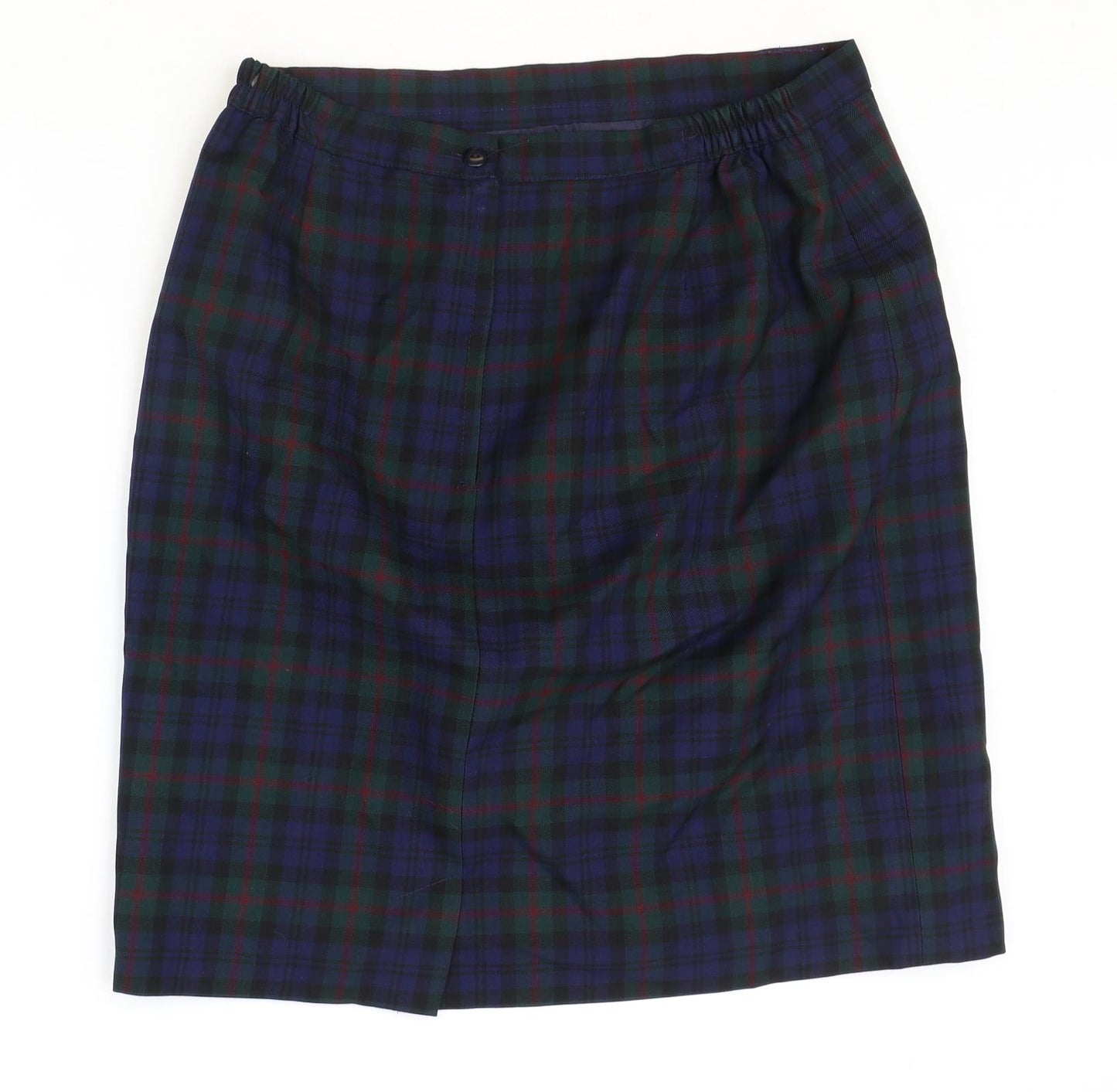 Preworn Womens Multicoloured Plaid Polyester Straight & Pencil Skirt Size 18 Zip