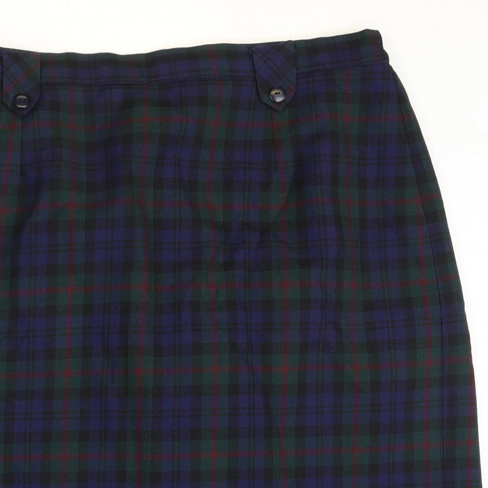 Preworn Womens Multicoloured Plaid Polyester Straight & Pencil Skirt Size 18 Zip