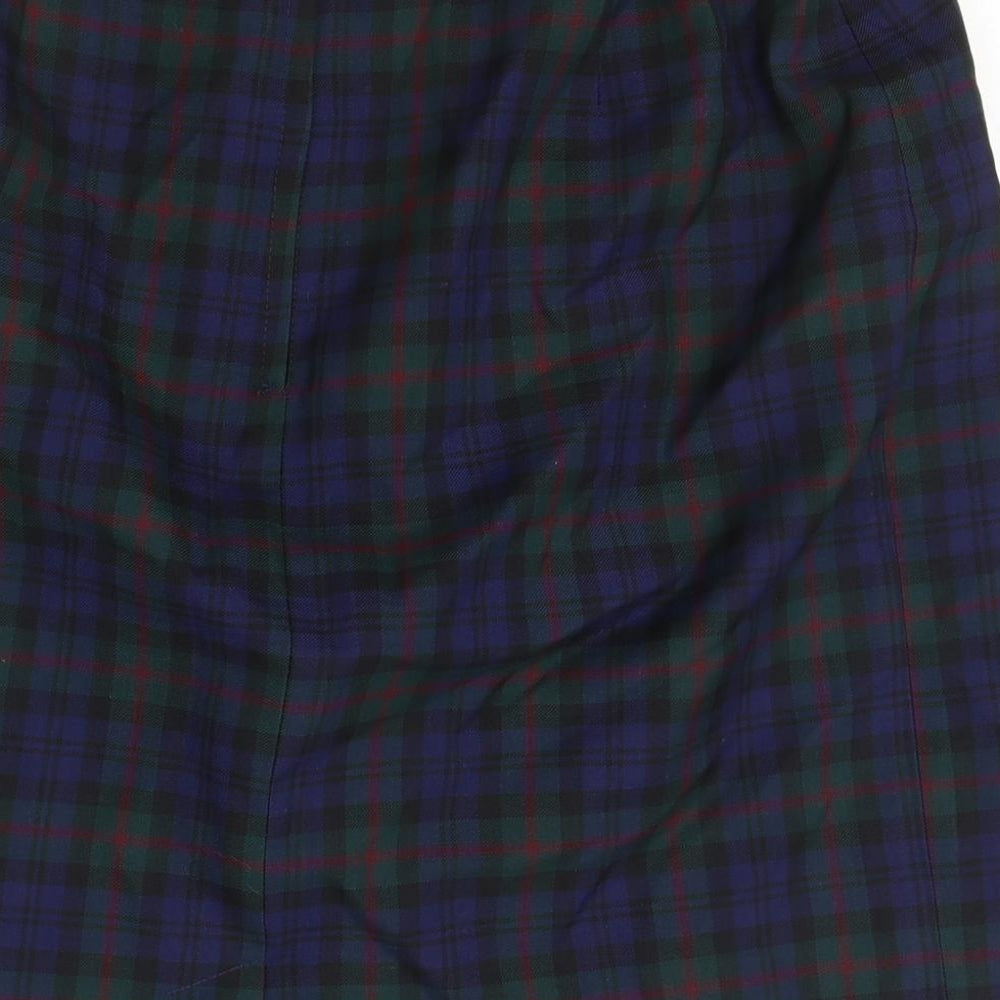 Preworn Womens Multicoloured Plaid Polyester Straight & Pencil Skirt Size 18 Zip