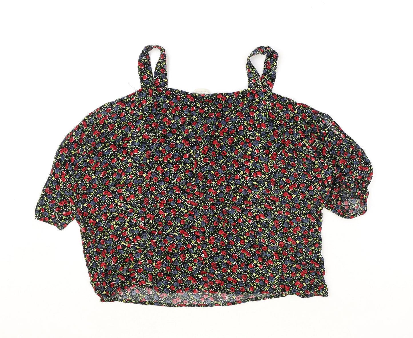 Pins & Needles Womens Black Floral Viscose Basic Blouse Size XS Off the Shoulder