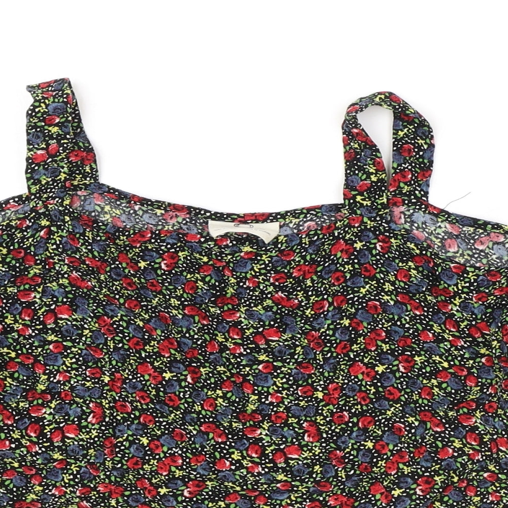 Pins & Needles Womens Black Floral Viscose Basic Blouse Size XS Off the Shoulder