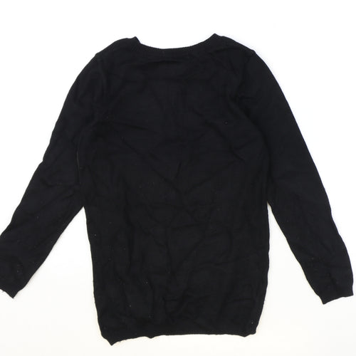 madam Womens Black Round Neck Polyester Pullover Jumper Size M