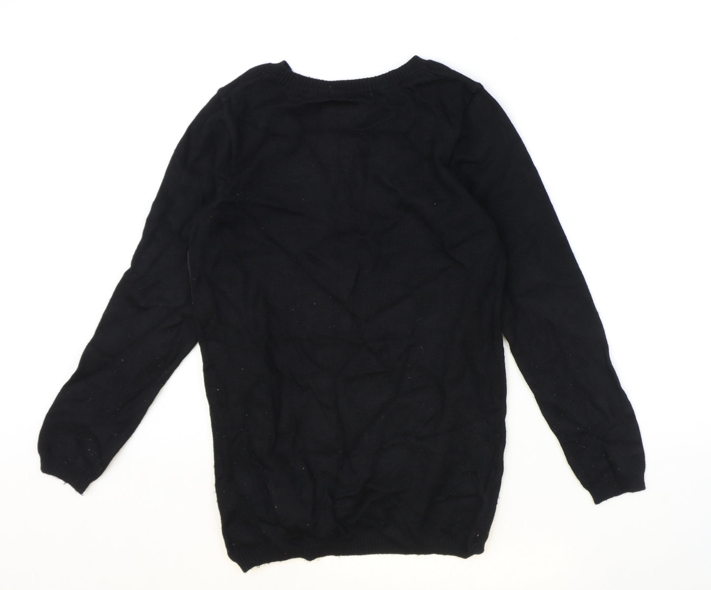 madam Womens Black Round Neck Polyester Pullover Jumper Size M