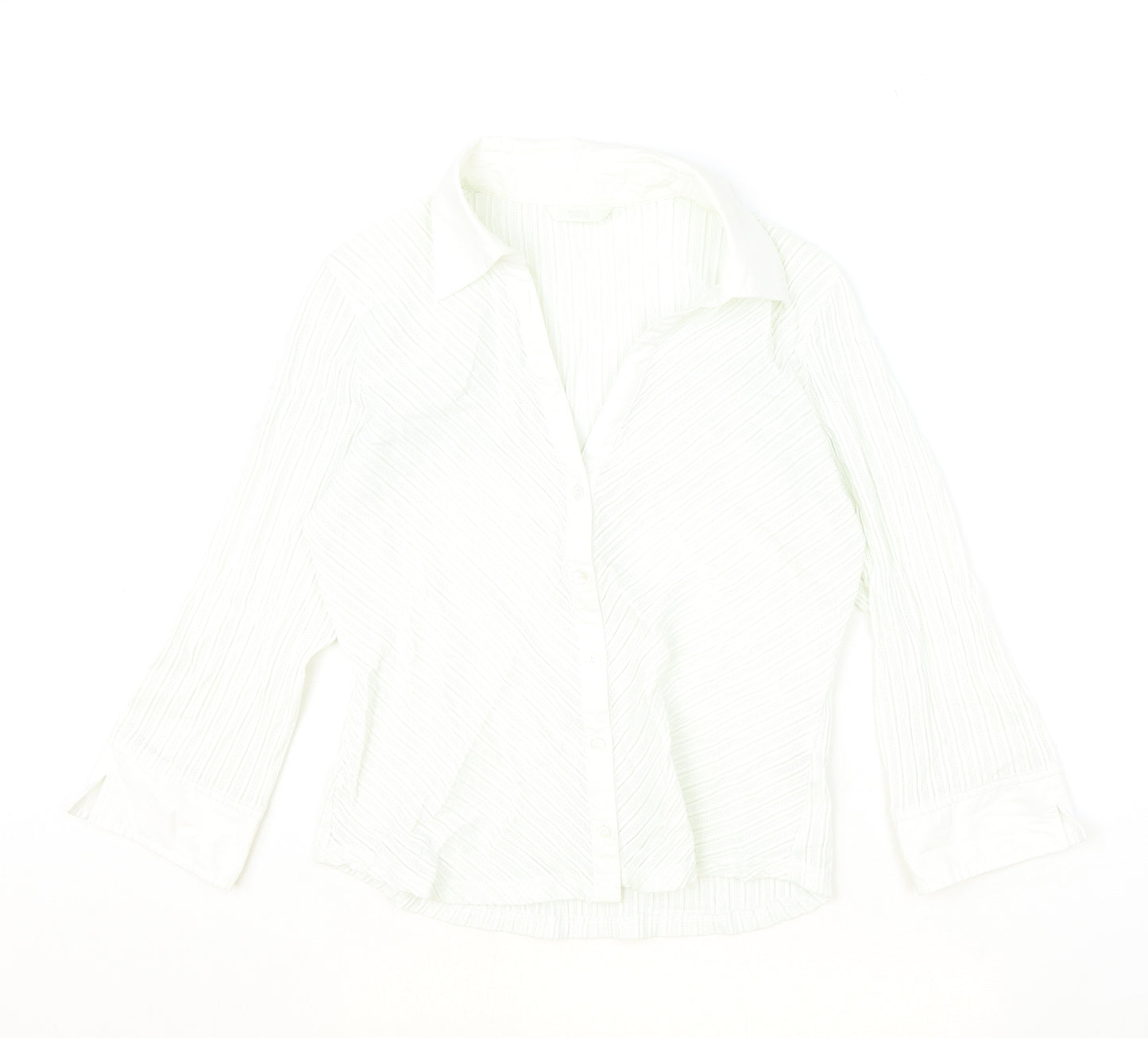 Marks and Spencer Womens Ivory Polyamide Basic Blouse Size 14 Collared