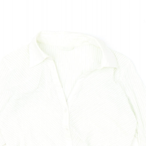 Marks and Spencer Womens Ivory Polyamide Basic Blouse Size 14 Collared