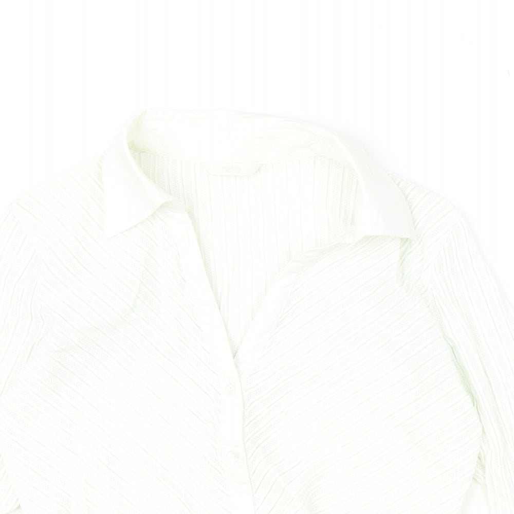 Marks and Spencer Womens Ivory Polyamide Basic Blouse Size 14 Collared