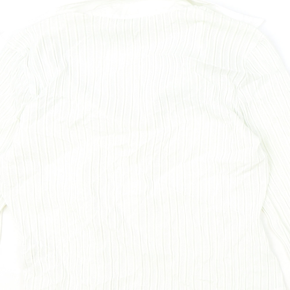 Marks and Spencer Womens Ivory Polyamide Basic Blouse Size 14 Collared