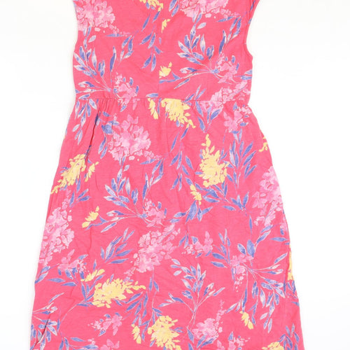 Bonmarché Womens Pink Geometric 100% Cotton A-Line Size 14 V-Neck Pullover