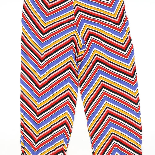 Papaya Womens Multicoloured Geometric Polyester Trousers Size 14 Regular