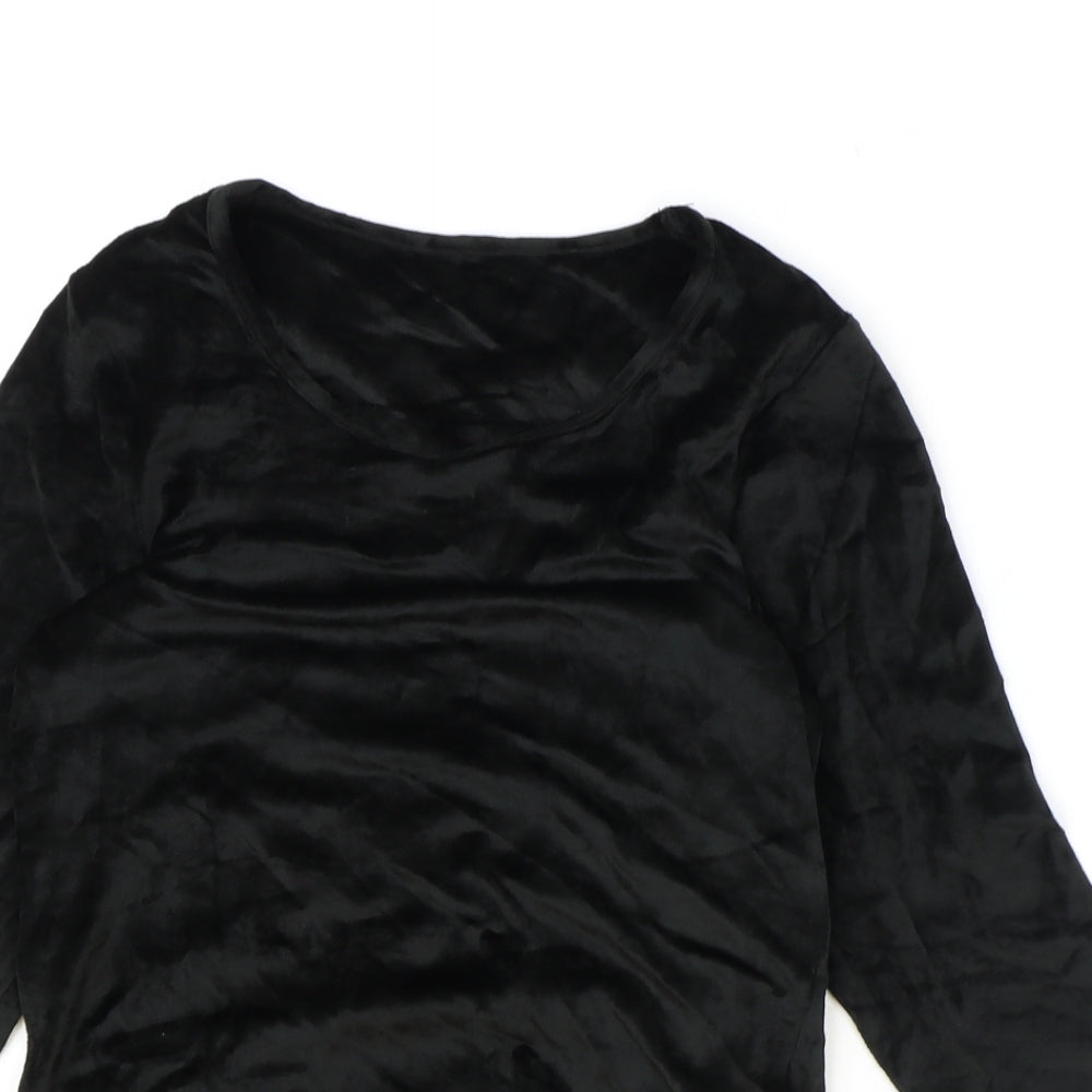 Marks and Spencer Womens Blue Acrylic Basic T-Shirt Size 14 Round Neck