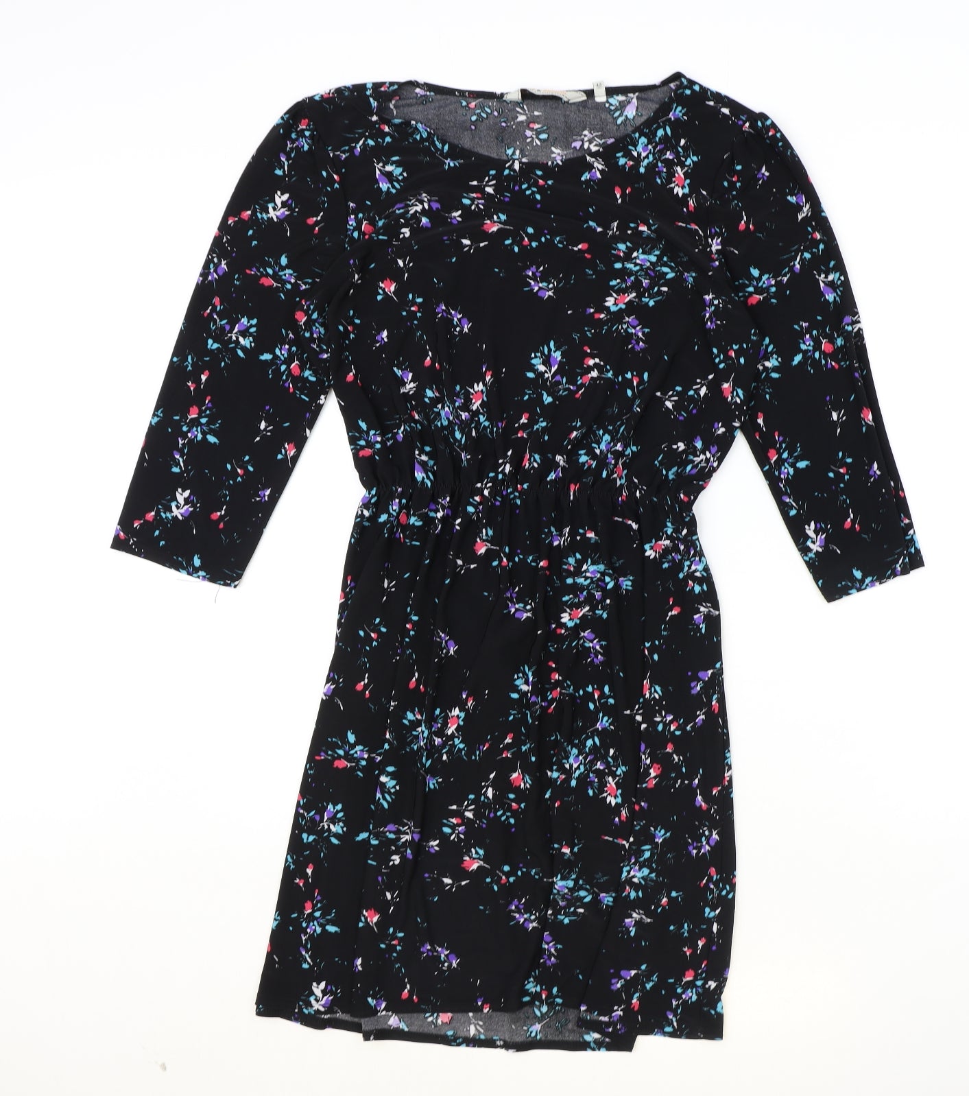 Billie & Blossom Womens Black Floral Polyester A-Line Size 12 Boat Neck Pullover