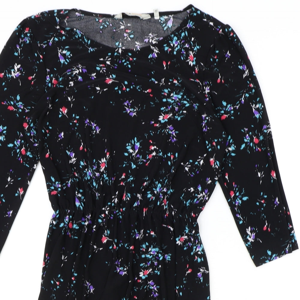 Billie & Blossom Womens Black Floral Polyester A-Line Size 12 Boat Neck Pullover