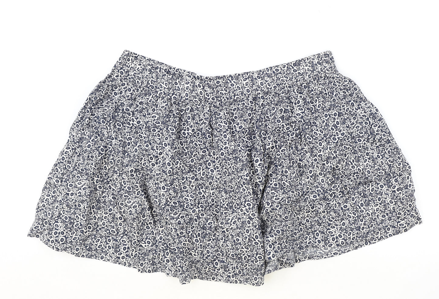 Marks and Spencer Womens Blue Floral Cotton Skater Skirt Size 20