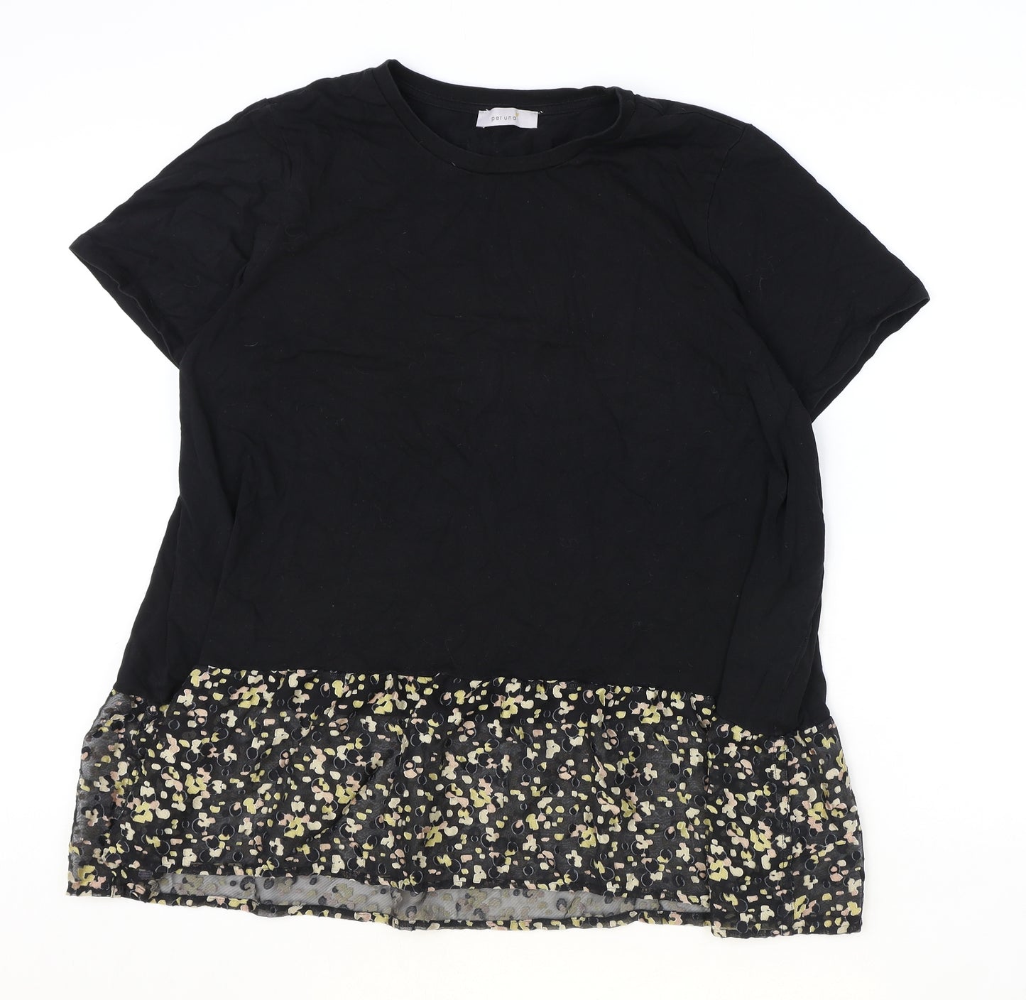 Marks and Spencer Womens Black Cotton Basic T-Shirt Size 24 Round Neck