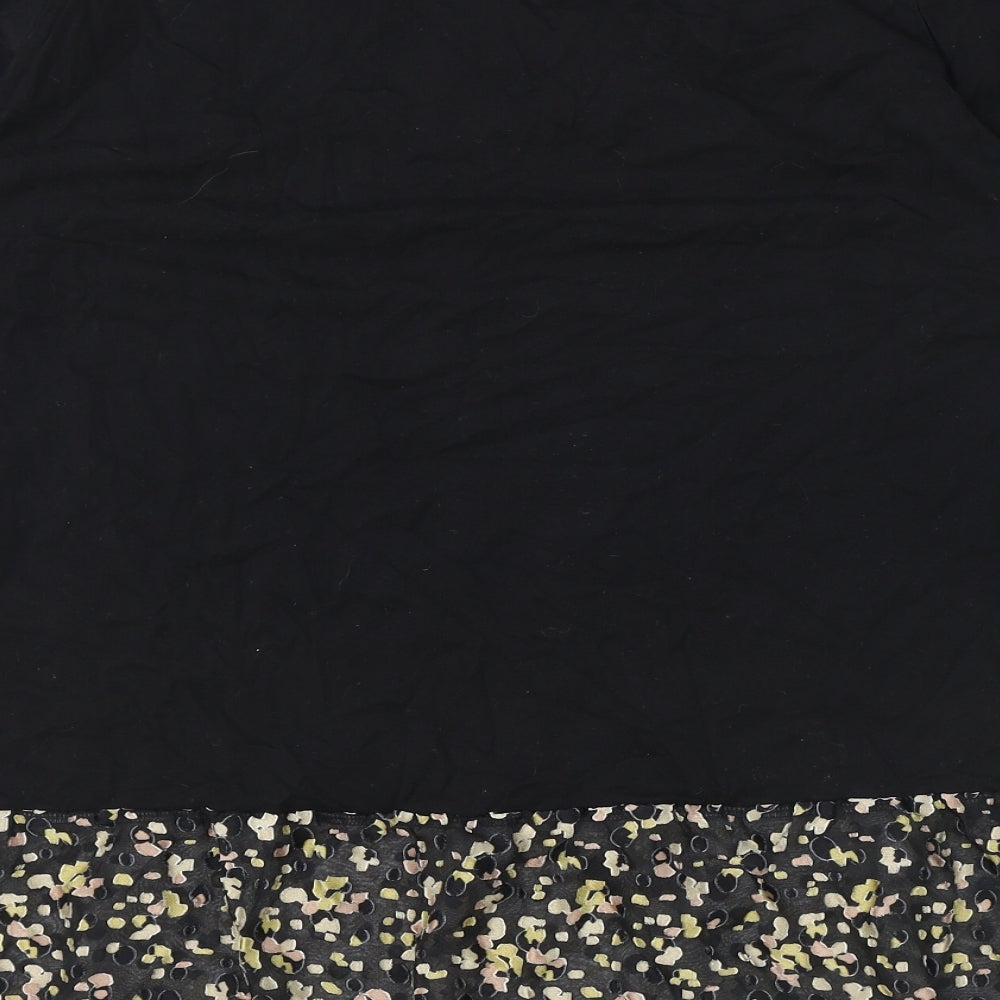 Marks and Spencer Womens Black Cotton Basic T-Shirt Size 24 Round Neck