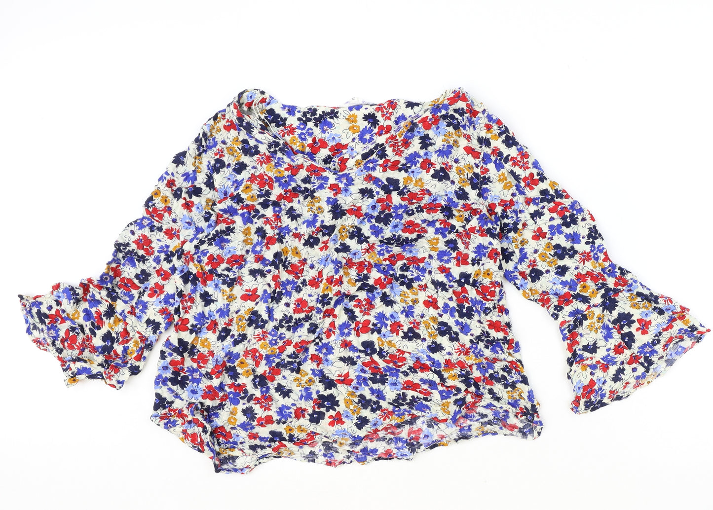 Falmer Womens Multicoloured Floral Viscose Basic Blouse Size 16 Round Neck