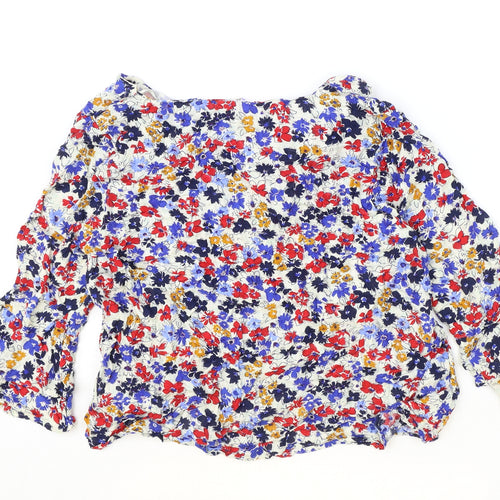 Falmer Womens Multicoloured Floral Viscose Basic Blouse Size 16 Round Neck