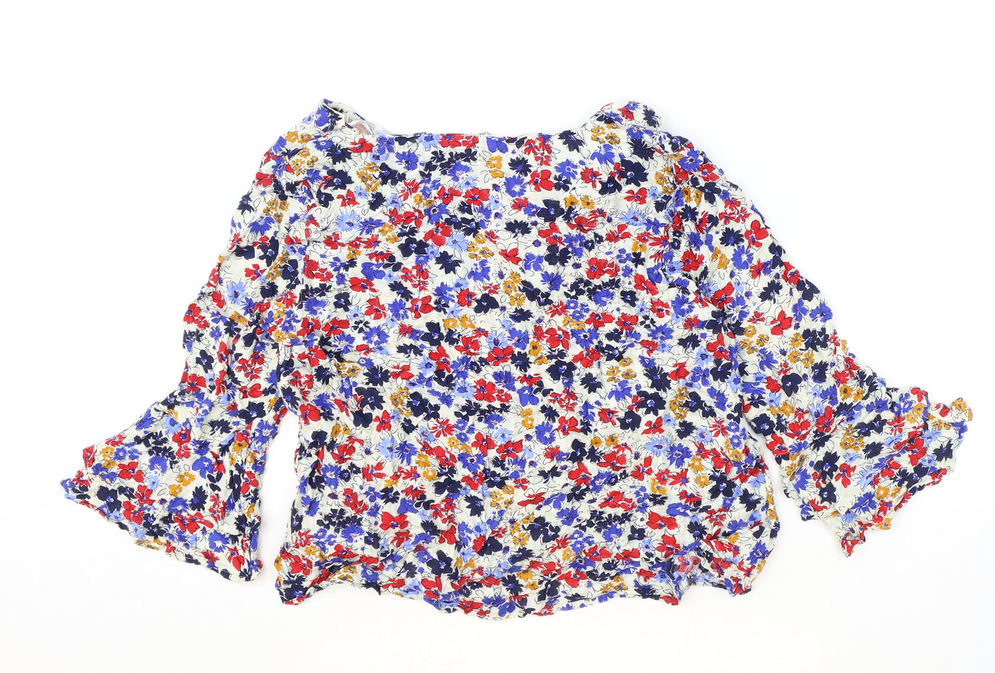 Falmer Womens Multicoloured Floral Viscose Basic Blouse Size 16 Round Neck