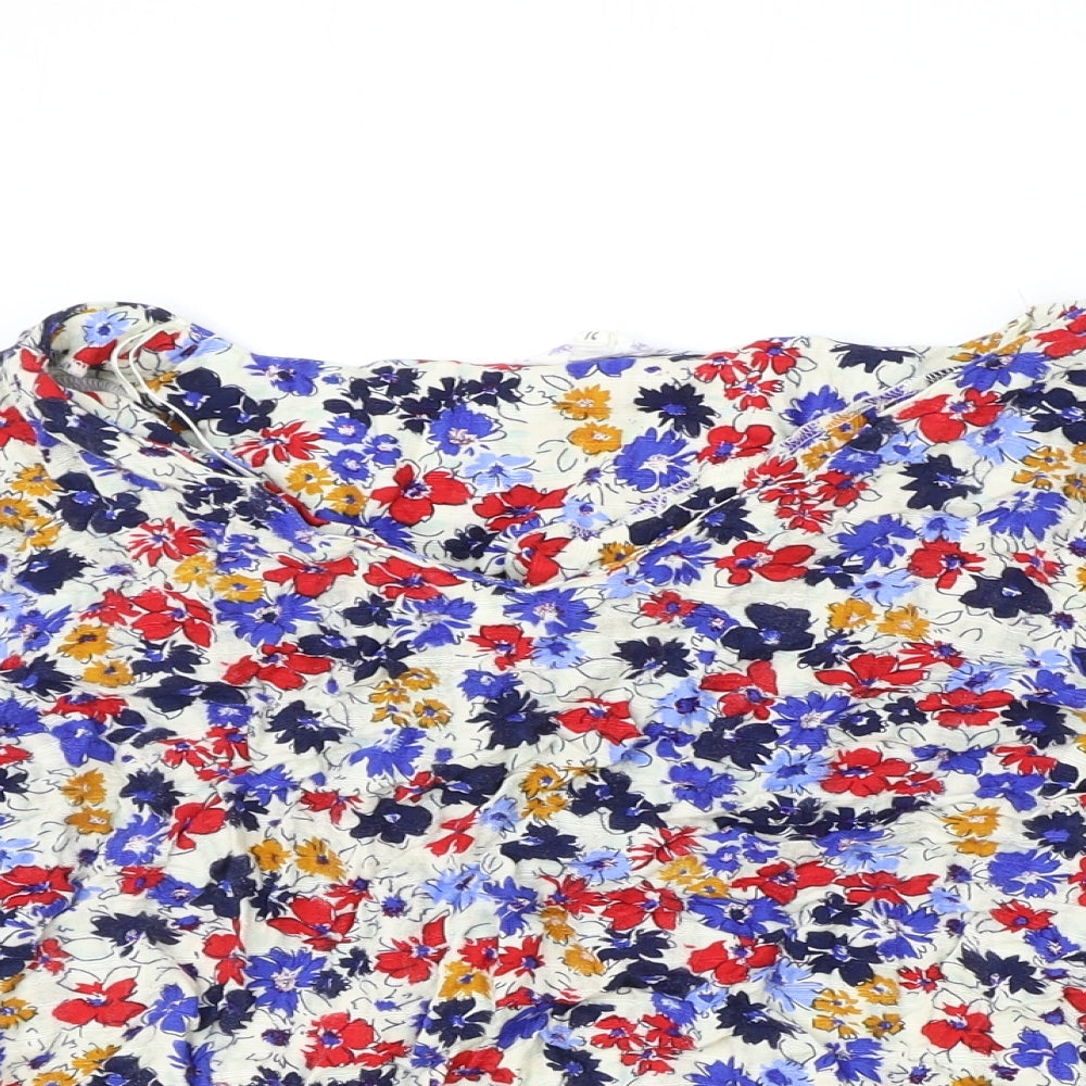 Falmer Womens Multicoloured Floral Viscose Basic Blouse Size 16 Round Neck