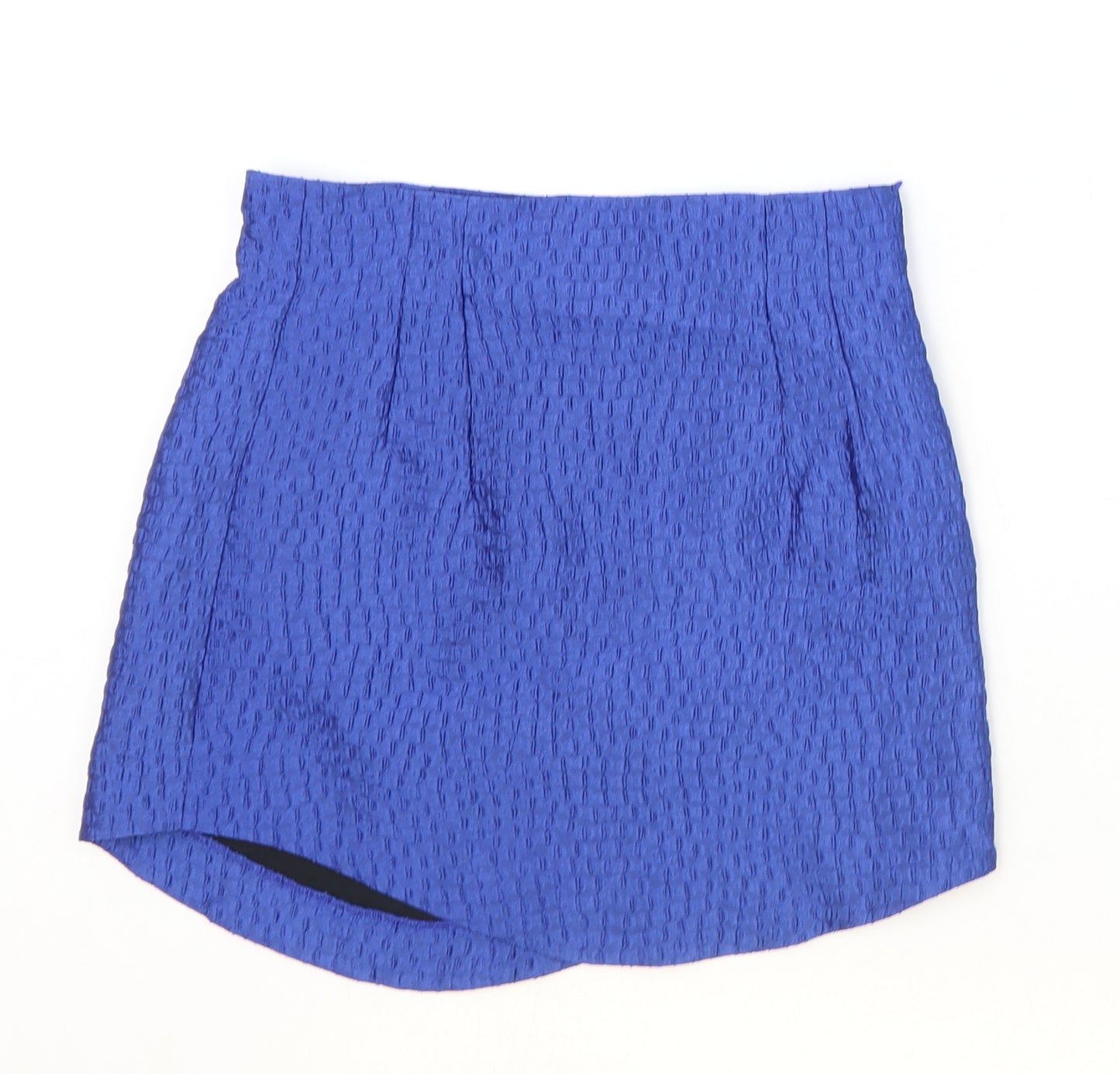 Zara Womens Blue Geometric Polyester Mini Skirt Size XS Zip