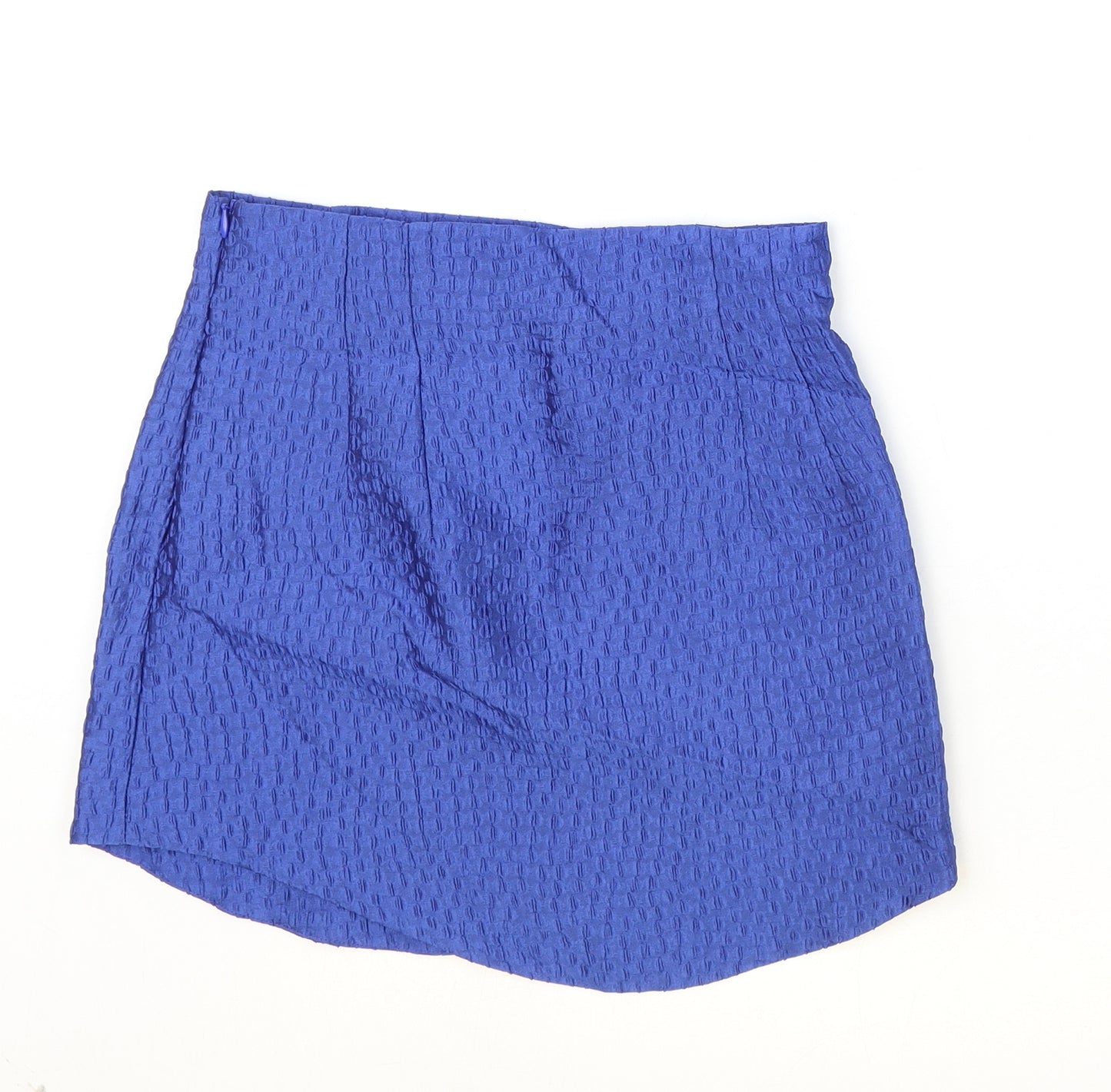 Zara Womens Blue Geometric Polyester Mini Skirt Size XS Zip