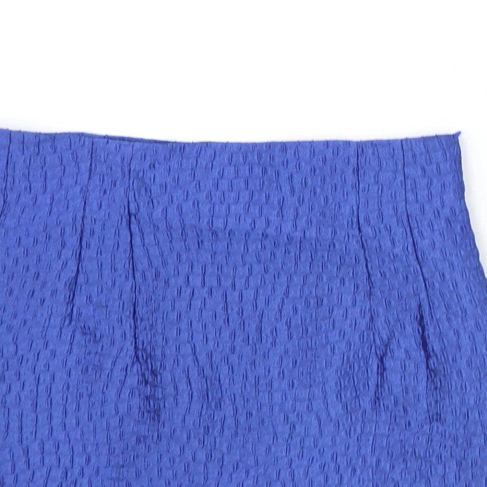 Zara Womens Blue Geometric Polyester Mini Skirt Size XS Zip