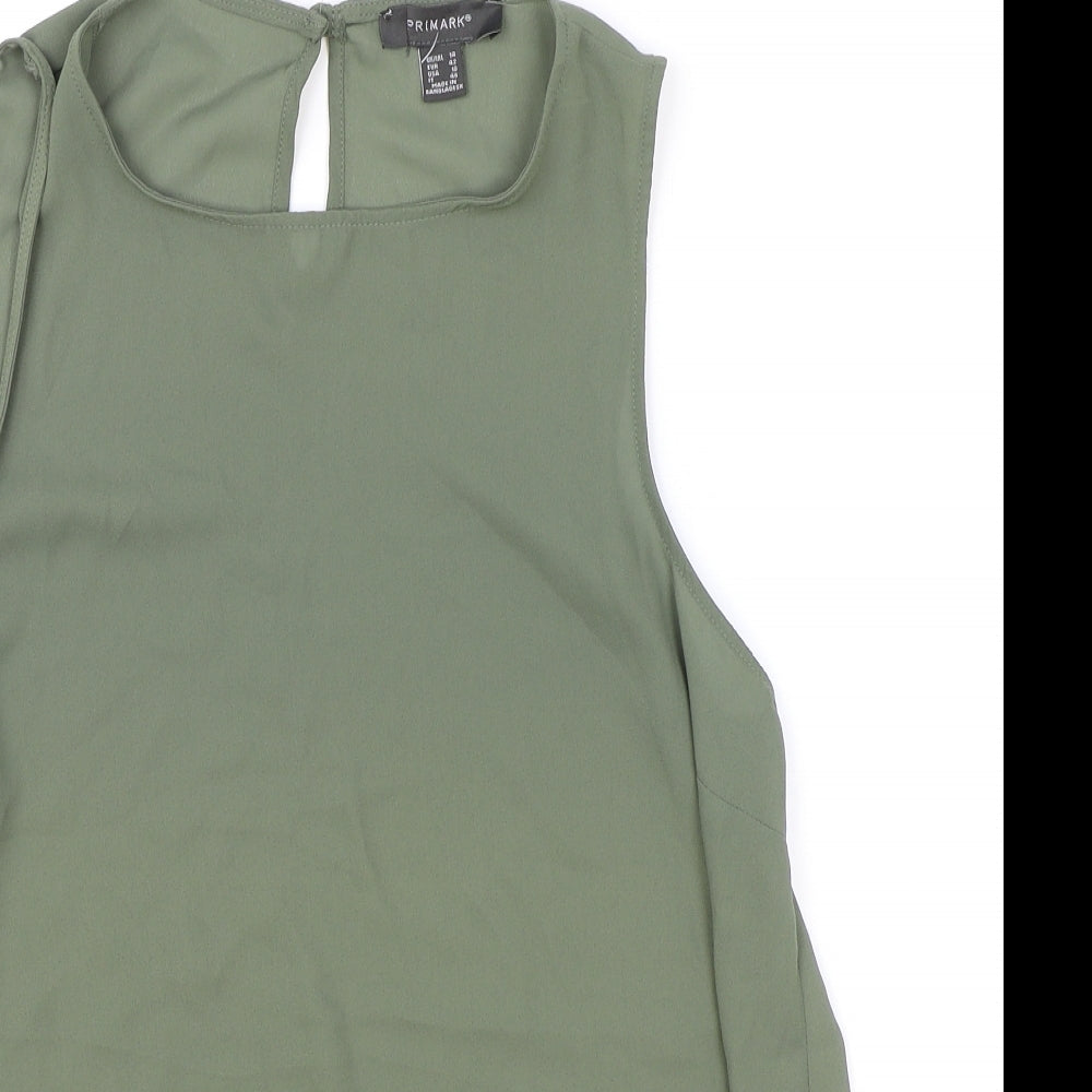Primark Womens Green Polyester Basic Tank Size 14 Round Neck