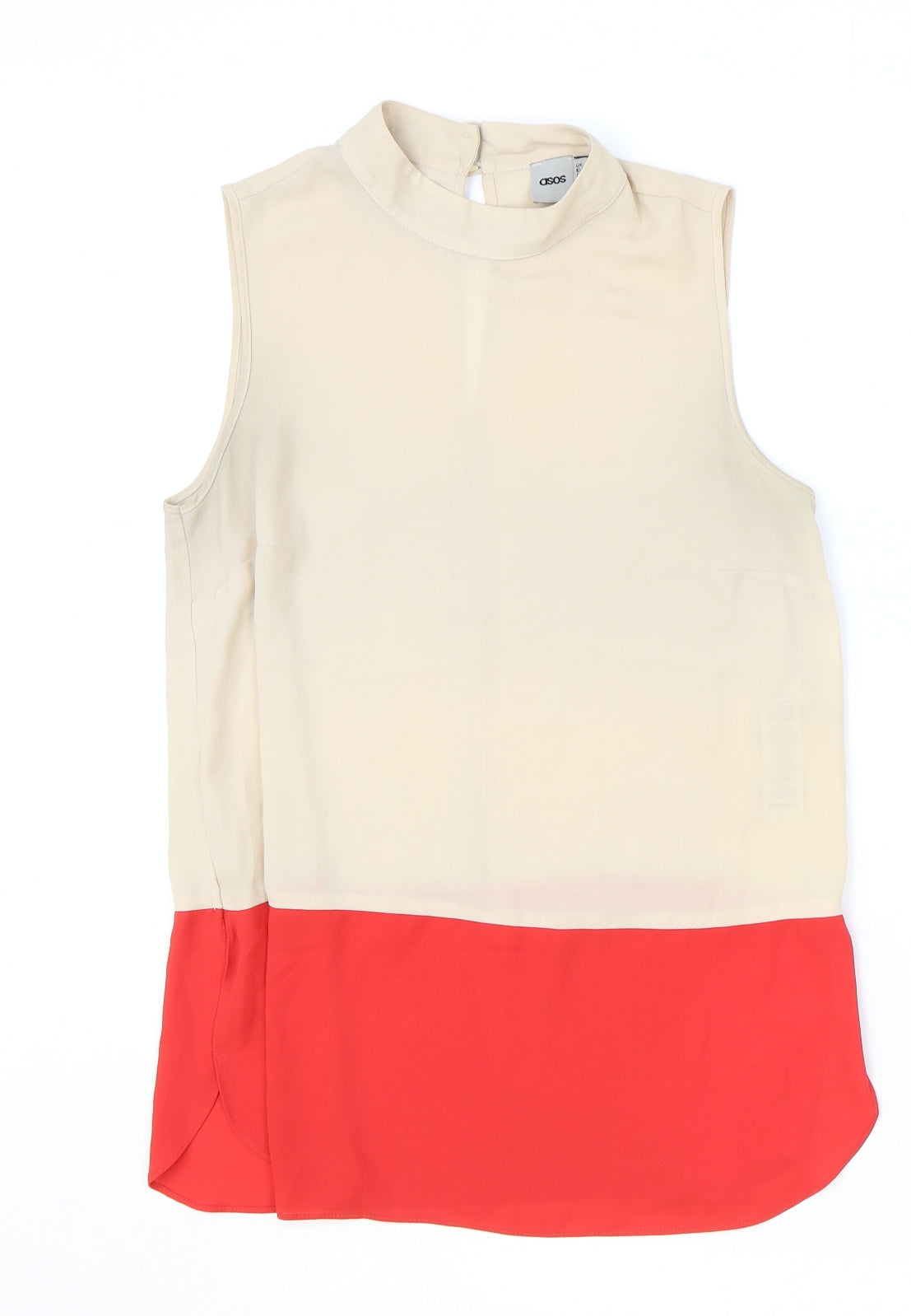 ASOS Womens Brown Polyester Basic Blouse Size 8 Mock Neck - Colourblock