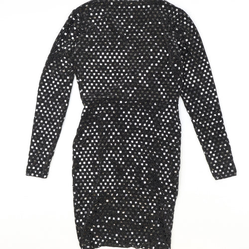 ASOS Womens Black Polyester Pencil Dress Size 6 V-Neck Pullover
